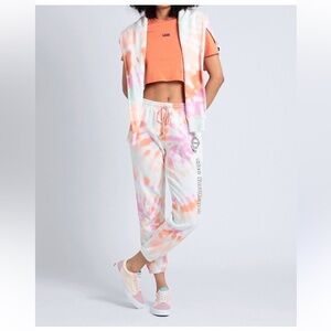 Vans Woman’s Medium Tie-Dye Sweatpants - Pink, Orange, Green With Adjustable Tie